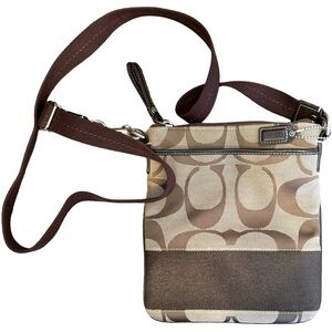 Coach, Signature Coach Crossbody, Brown, 8.5” H X 7.5” W